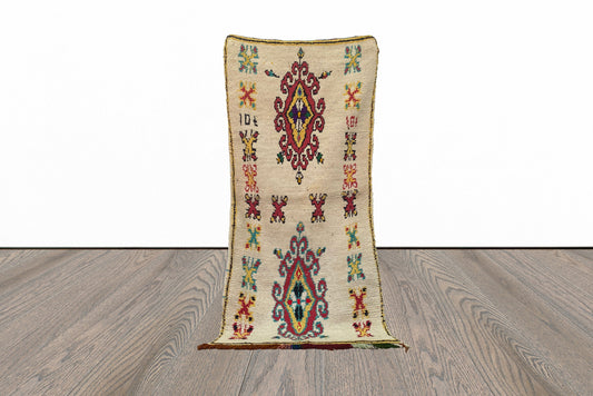 hallway vintage Moroccan 3x7 runner rug.