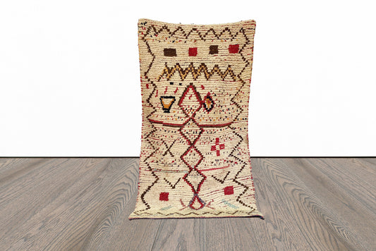 Moroccan small colorful 3x6 rug.