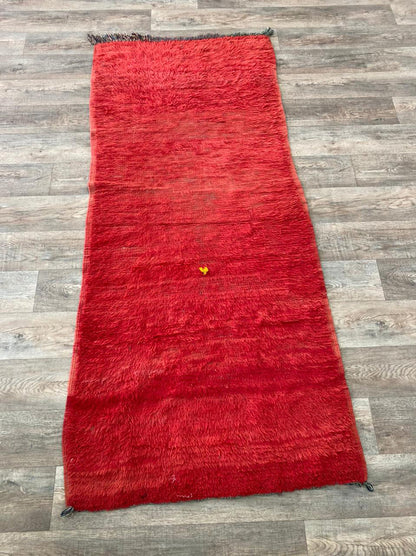 Narrow Moroccan solid red  3x8 runner rug.