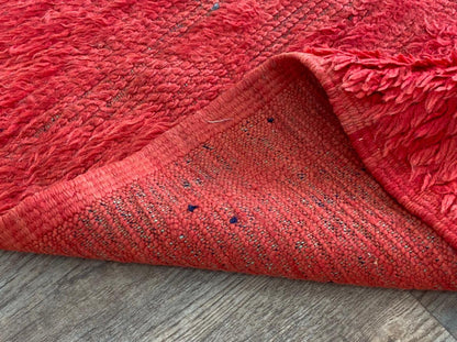 Narrow Moroccan solid red  3x8 runner rug.