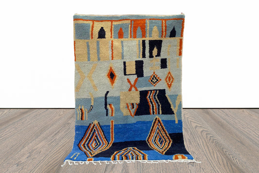 Colorful Abstract Moroccan Custom area rug, custom handmade living room rugs.