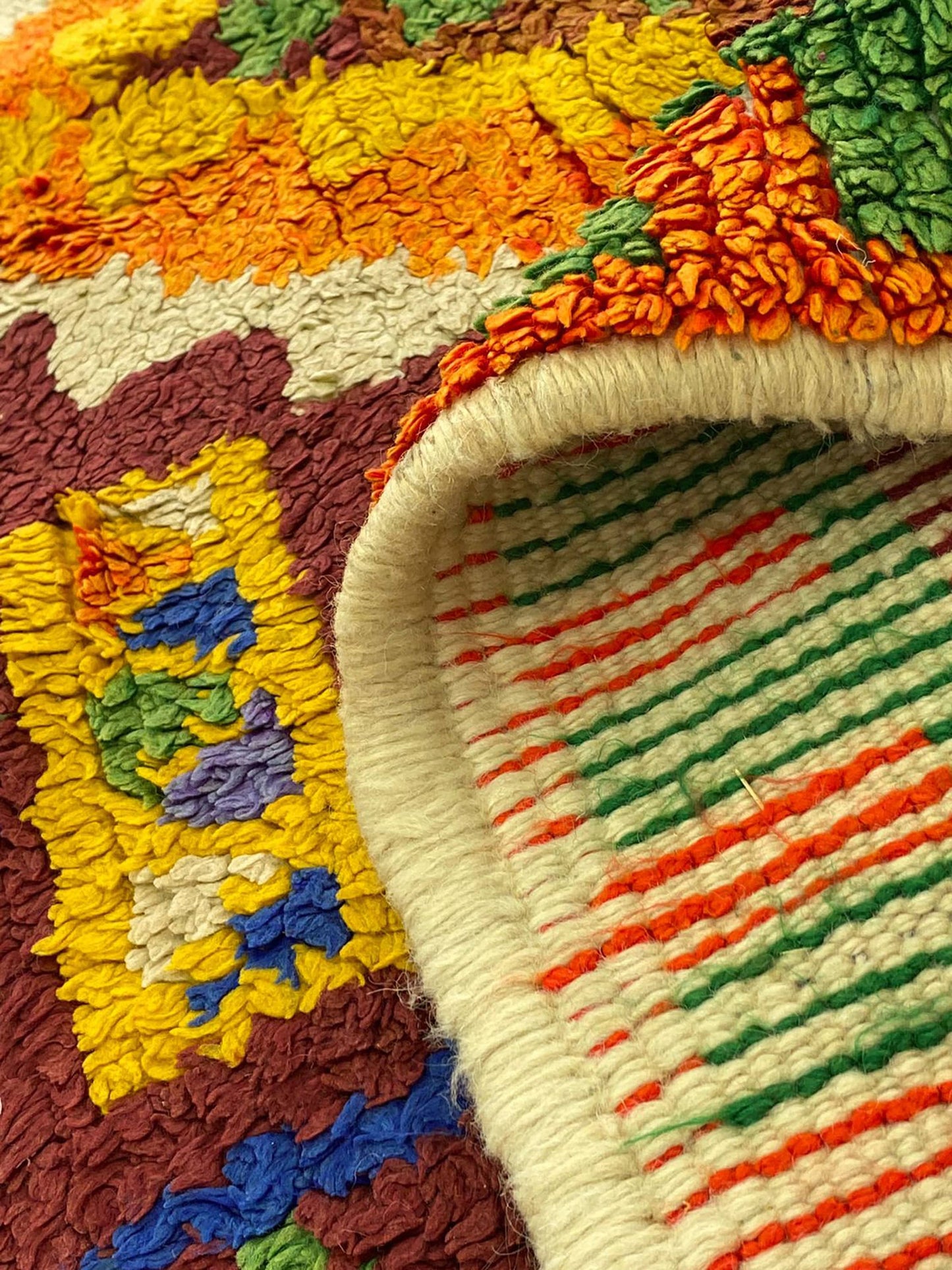 4x7 FT Berber Moroccan wool area colorful rugs.