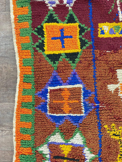 4x7 FT Berber Moroccan wool area colorful rugs.