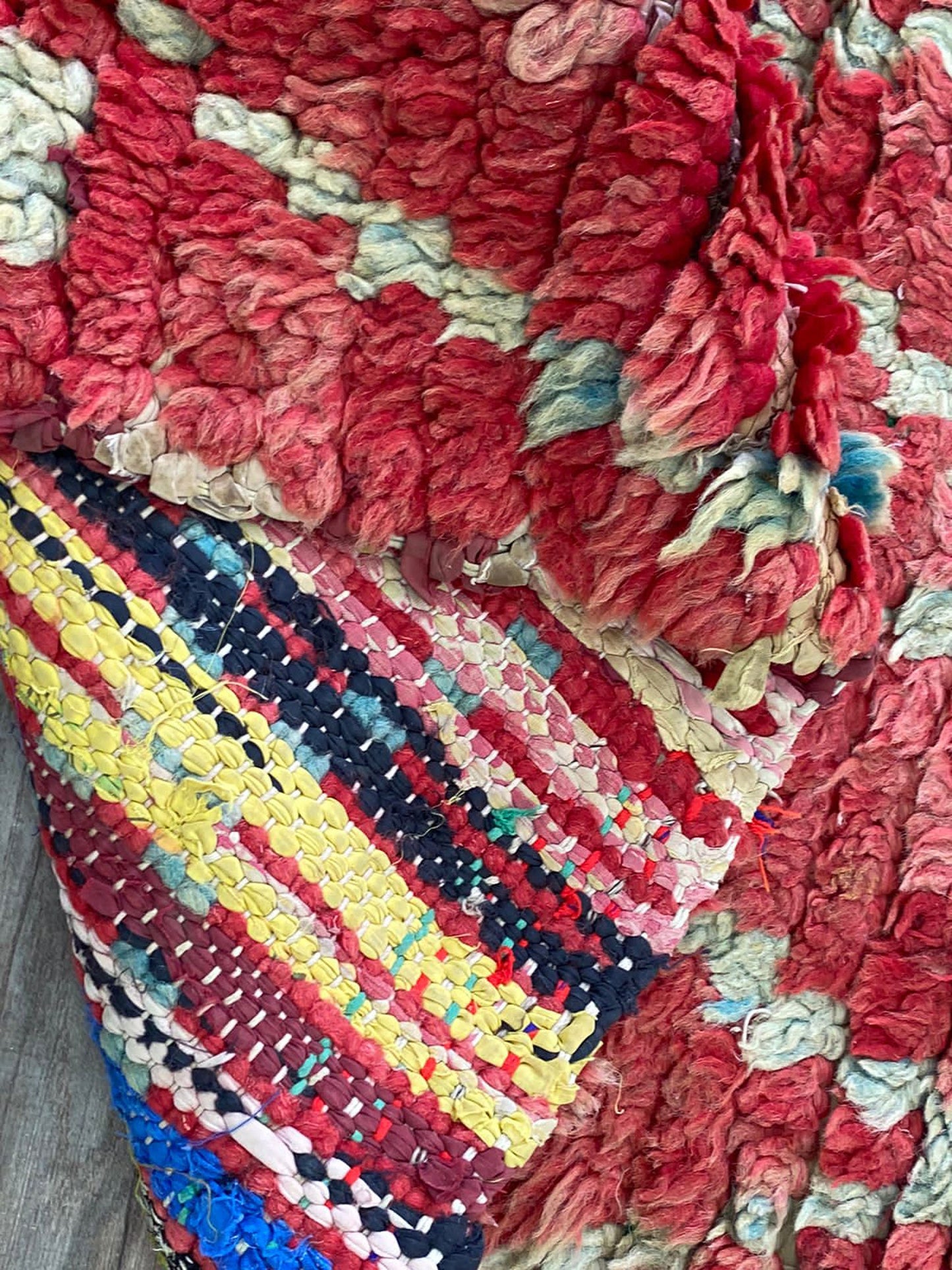 3x7 wool woven diamond Moroccan runner rug.