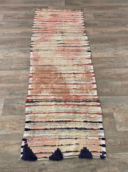 3x8 FT wool bohemian Moroccan rug runner.