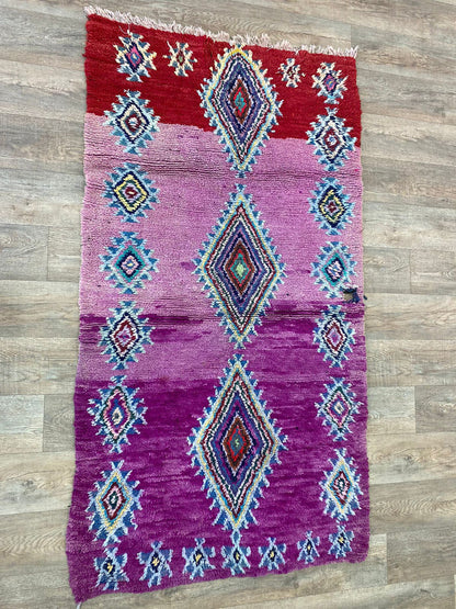 4x7 FT Moroccan unique handwoven area rug.