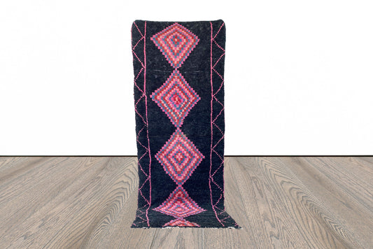 4x8 wool colorful Moroccan diamond runner rug.