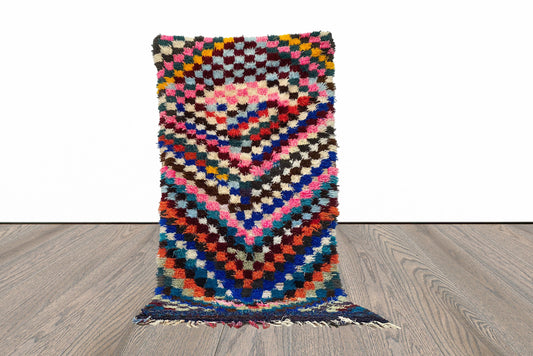 4x8 FT colorful unique Moroccan woven runner rug.