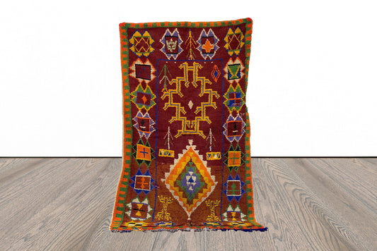 4x7 FT Berber Moroccan wool area colorful rugs.