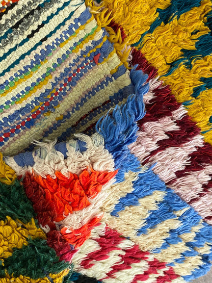 3x8 FT colorful handwoven Moroccan runner rug.