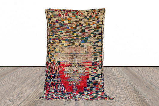 4x8 FT Moroccan Berber colorful area rug.