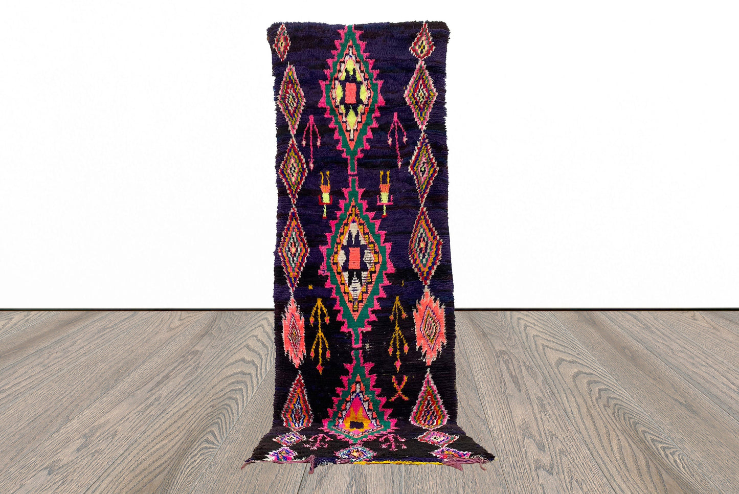3x9 FT colorful Moroccan woven rug runner.
