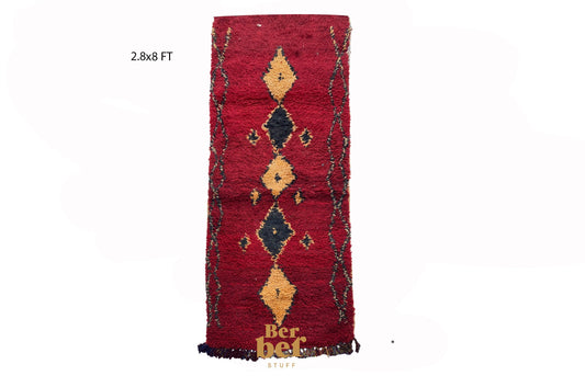 Vintage Moroccan diamond runner rug 3x8.
