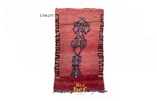 Moroccan wool handwoven runner rug 4x8.