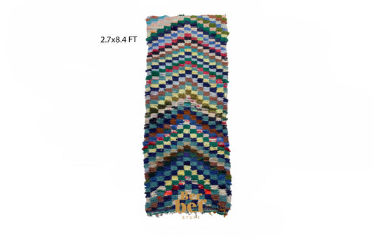 Moroccan unique vintage runner rug 3x8 ft.