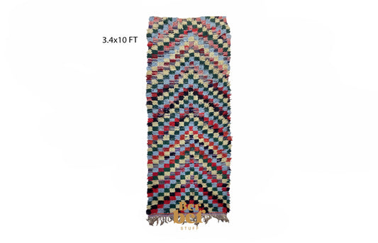 Moroccan vintage long runner rug 3x10 ft.