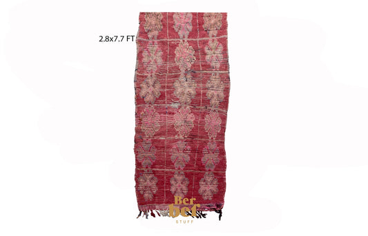 Moroccan vintage faded wool runner rug 3x8 ft.