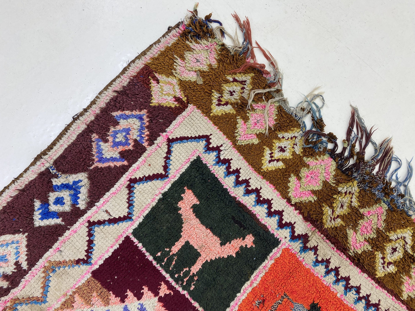Moroccan colorful vintage runner rug 4x9 ft.