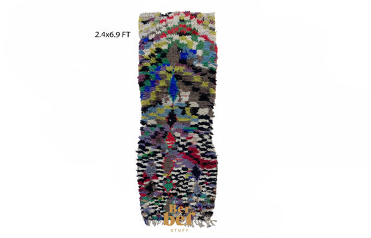 Moroccan vintage Berber runner rug 2x7 ft.