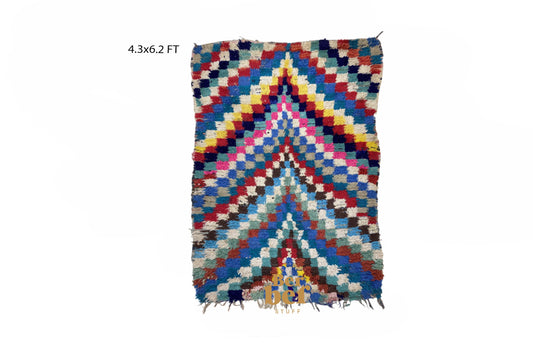 Colorful Moroccan Tribal Woven Area Rug 4x6.