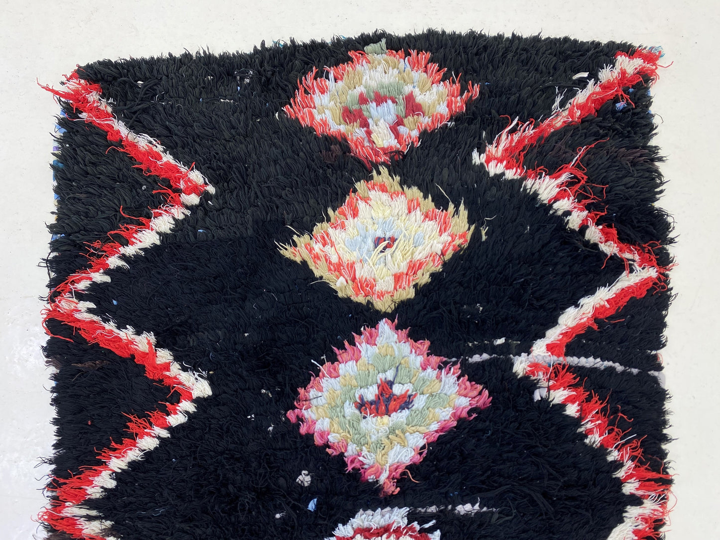 Vintage Moroccan Black Diamond Runner Rug 3x9.