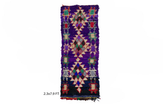 Tapis de couloir marocain vintage étroit et coloré 2x8.