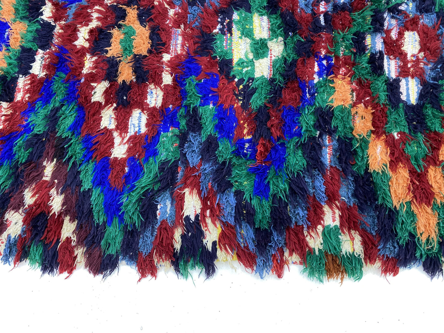 3x7 Woven Colorful Moroccan Vintage Rug Runner.