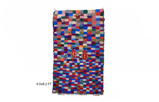 Moroccan Vintage Colorful Area Rug 4x8.