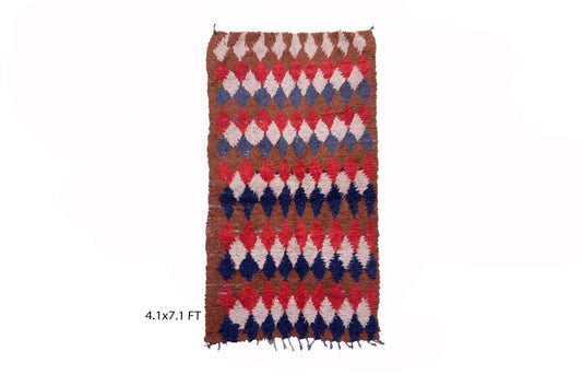 Moroccan Vintage Diamond Boho Area Rug 4x7 .