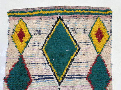 3x8 Moroccan Vintage Diamond Rug Runner.