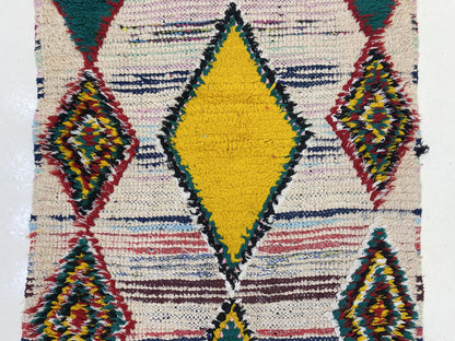 3x8 Moroccan Vintage Diamond Rug Runner.
