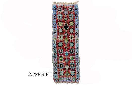 Tapis d'entrée vintage 2x8, tapis de couloir étroit et coloré.