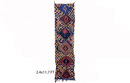 Extra narrow 12x2 runner Rugs. Moroccan vintage rug runner.