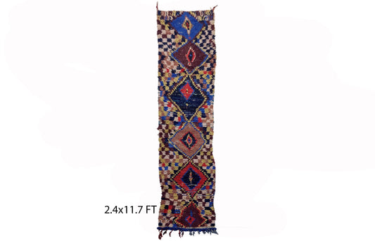 Extra narrow 12x2 runner Rugs. Moroccan vintage rug runner.
