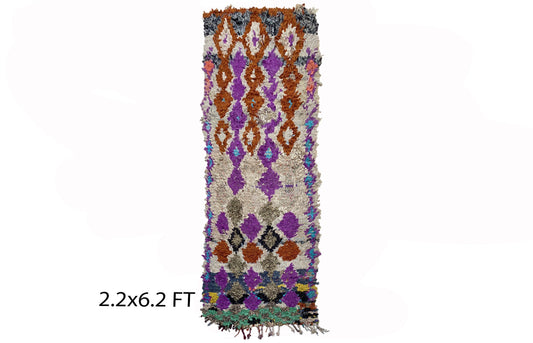 Petit tapis marocain 2x6, long tapis vintage.
