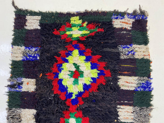 Moroccan multi color 3x9 runner rug, long vintage rug runner.