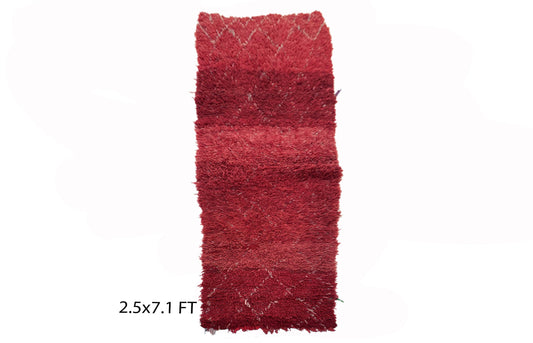 Moroccan red 2.5x7 runner rug, vintage grid rug runner.