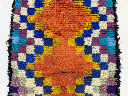 Berber Moroccan 3x6 rug runner, small colorful runner rug.