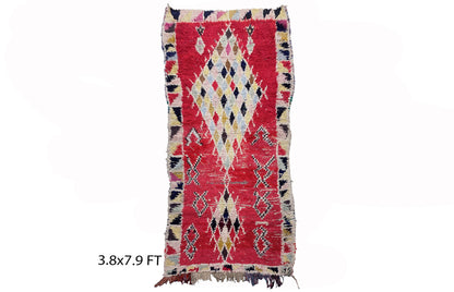 4x8 Moroccan unique runner rugs, vintage Berber rug runner.