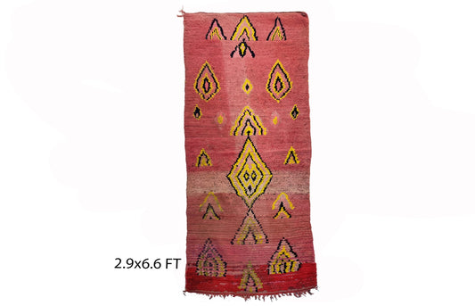 Moroccan Berber runner rug 3x7, Long Flat weave rug runner.