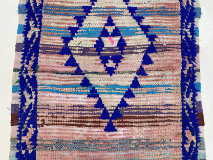 Colorful vintage runner rug 3x8, Long Moroccan rug runner.
