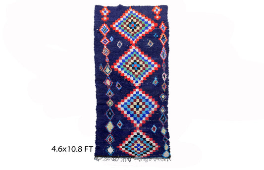 Large diamond Moroccan rug 5x11, vintage colorful area rugs.