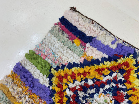 Large Moroccan runner rug 4x10.5, Diamond colorful rug runner.