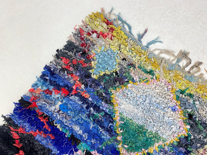 Vintage Moroccan runner rug 4x10, colorful Berber rug runner.