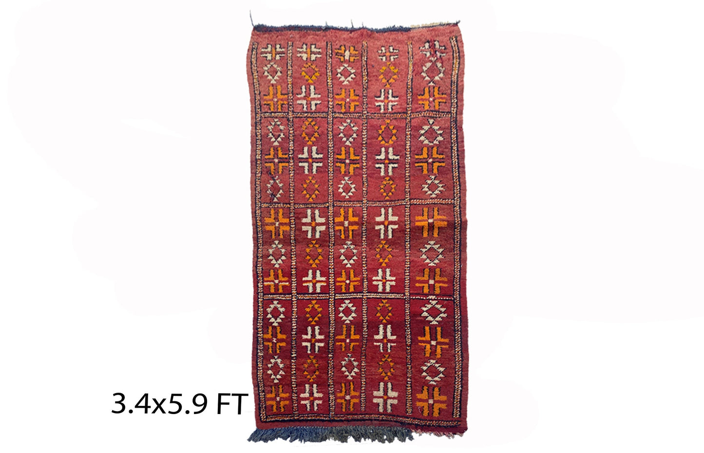 Small Moroccan red rug 3x6, vintage Berber rugs.