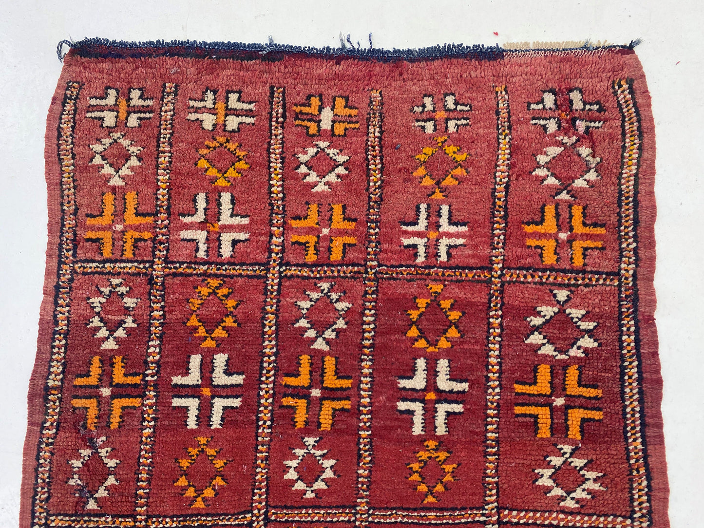 Small Moroccan red rug 3x6, vintage Berber rugs.