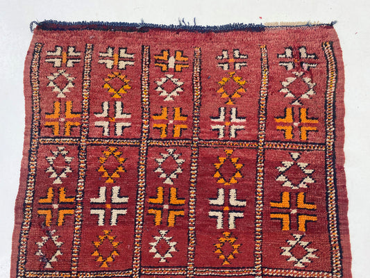 Small Moroccan red rug 3x6, vintage Berber rugs.