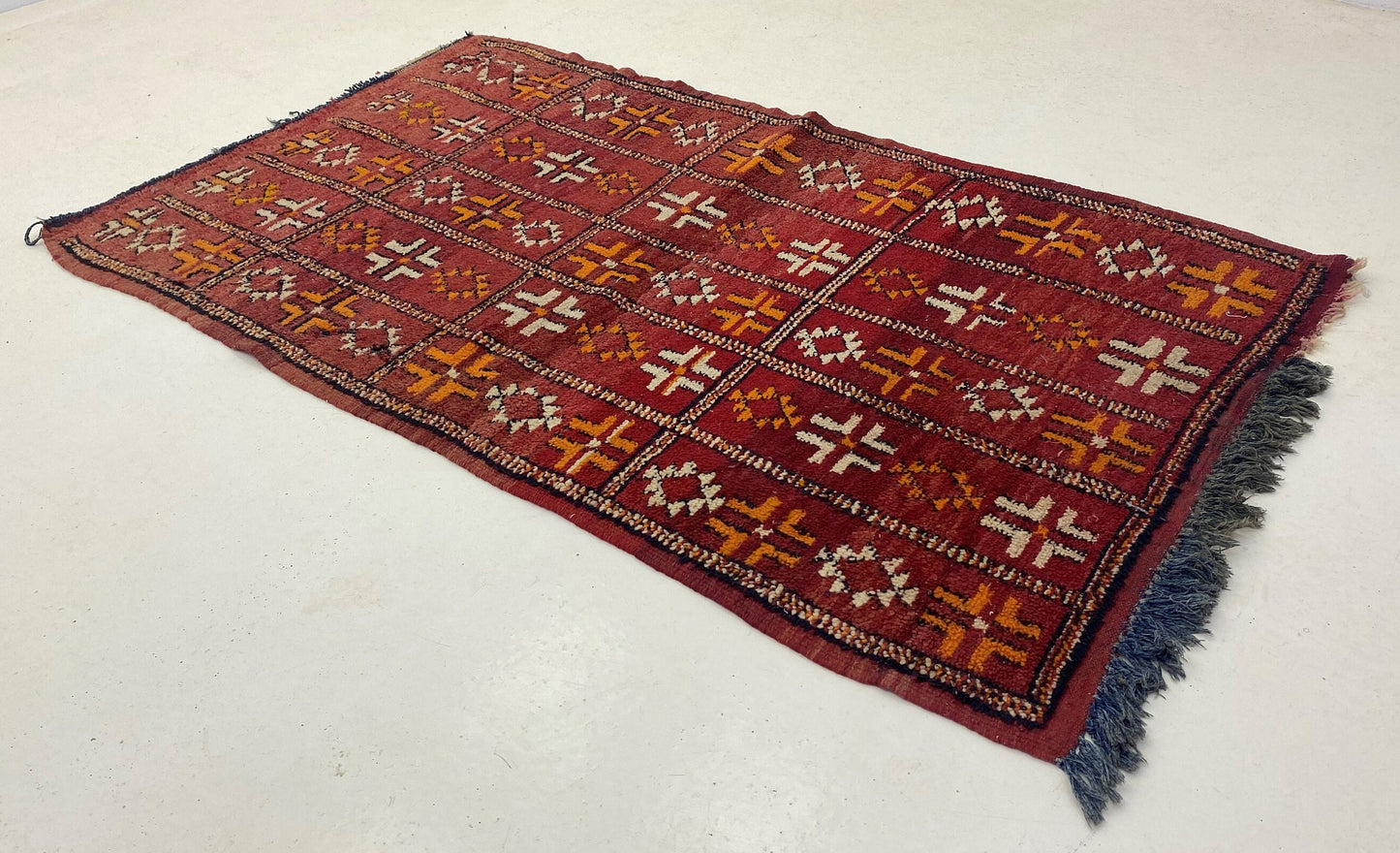 Small Moroccan red rug 3x6, vintage Berber rugs.