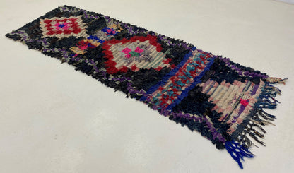Diamond worn runner rug 7x2 ,Moroccan colorful rug runner.