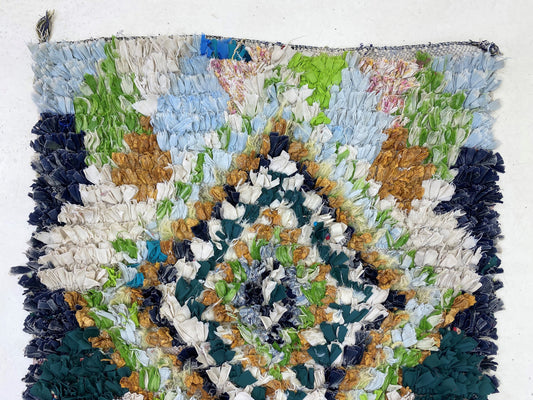 Diamond Moroccan runner rug 3x10.5 , Berber vintage rug runner.